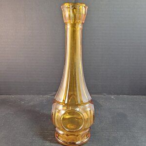 Vintage Wheaton Marigold Yellow Glass 9" Bud Vase Bullseye Pattern